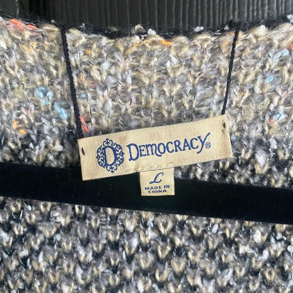 NWT Democracy Reversible Plaid Open Front Knit Sweater Cardigan Women'-Size L - Picture 8 of 8